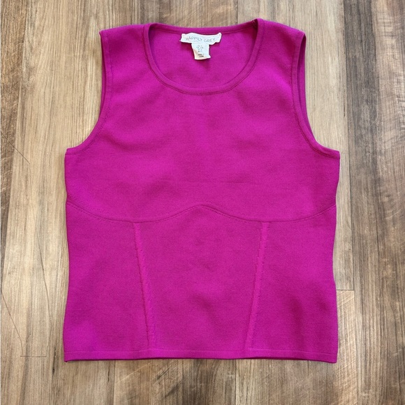 Happily Grey Tops - Happily Grey Hot Pink Fitted Crop Top Faux Corset, Size Large